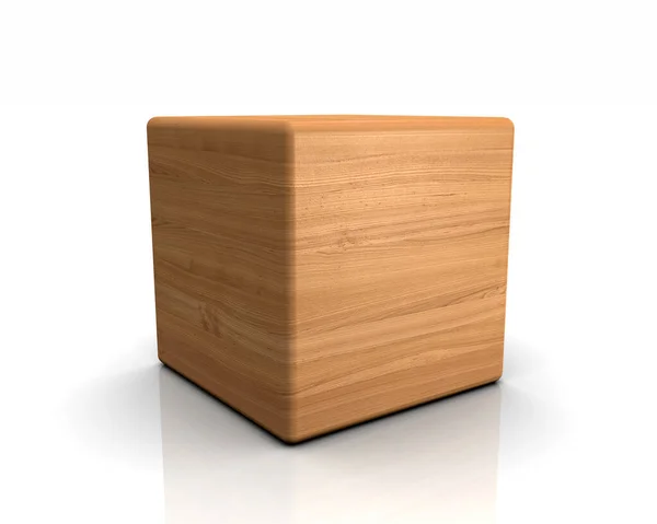 丸みを帯びた端を持つ3D木製の立方体 チェリー ヨーロッパ — ストック写真