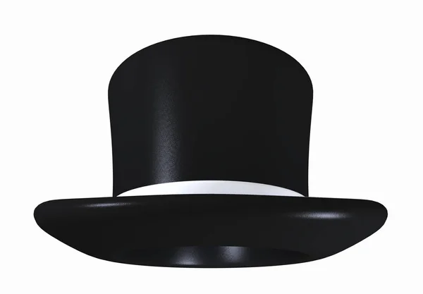 Μαύρο Top Hat Λευκό Φόντο — Φωτογραφία Αρχείου