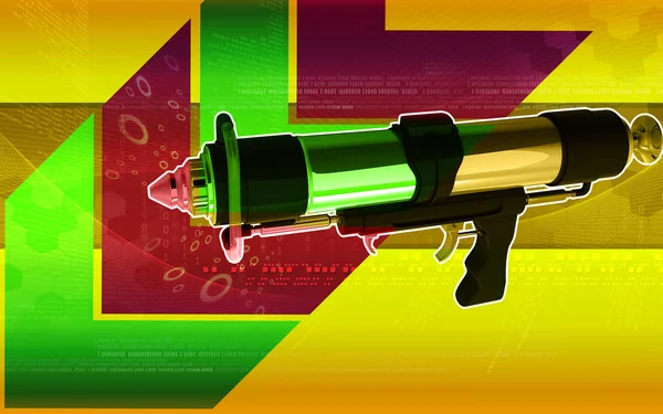 Ilustração Digital Pistola Pulverização Fundo Colorido — Fotografia de Stock