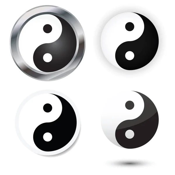 Yin Yang Symbole Mit Unterschiedlichen Designs — Stockfoto
