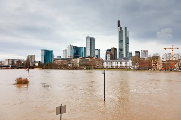 Frankfurt Janeiro 2011 Inundação Frankfurt Main Devido Água Extremamente Alta — Fotografia de Stock
