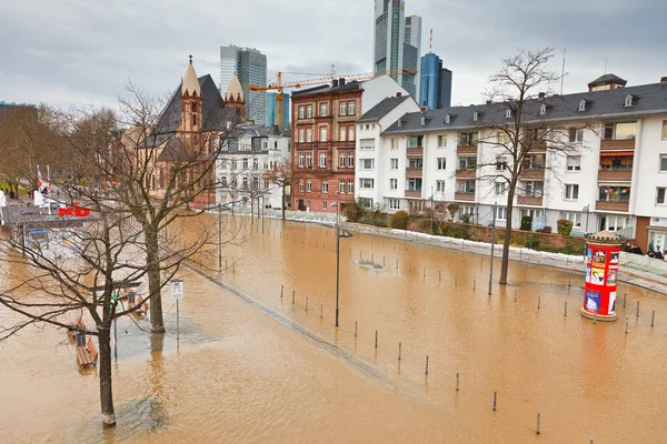 Frankfurt Janeiro 2011 Inundação Frankfurt Main Devido Água Extremamente Alta — Fotografia de Stock