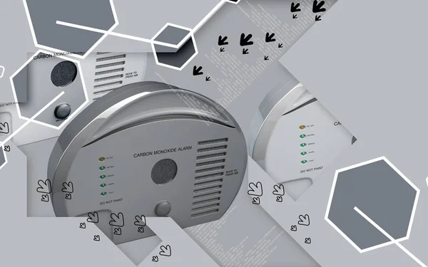 Digital illustration of Carbon monoxide alarm in colour background