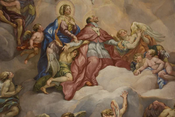 Wstawiennictwo Karola Borromeo Wspierane Przez Dziewicę Maryi — Zdjęcie stockowe
