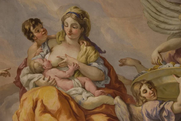 Eine Mutter Mit Ihrem Baby Wandmalerei Der Kirche Karl — Stockfoto