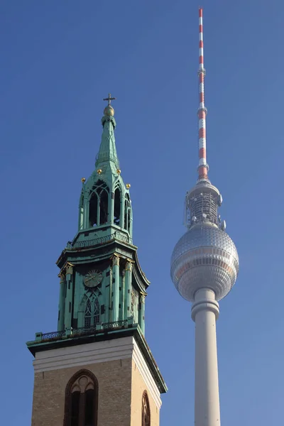 Mary Church Wieża Telewizyjna Berlinie — Zdjęcie stockowe