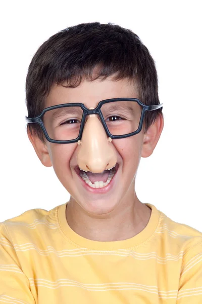 Enfant Drôle Avec Des Lunettes Nez Blague Isolé Sur Fond Images De Stock Libres De Droits