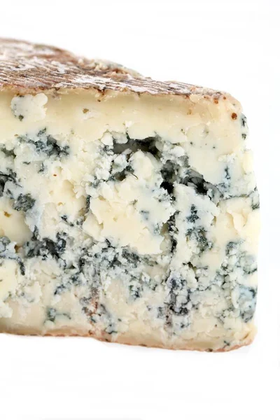 Slice French Musty Cheese Bleu Basque Variety Macro Shot — Stock Photo, Image