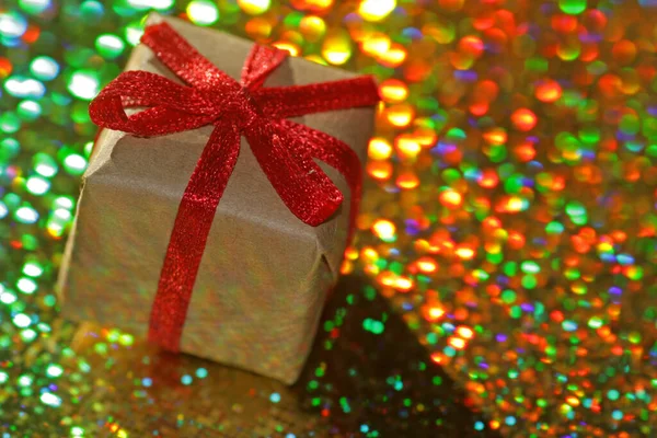 Gift Parcel Red Bow — Stock Photo, Image