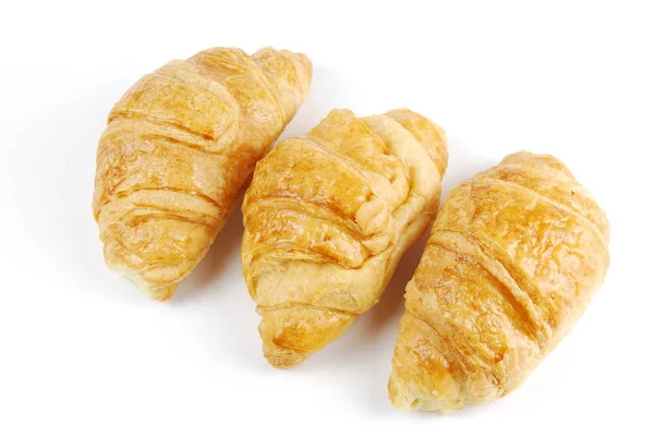 Färska Croissanter Isolerade Vit Bakgrund — Stockfoto