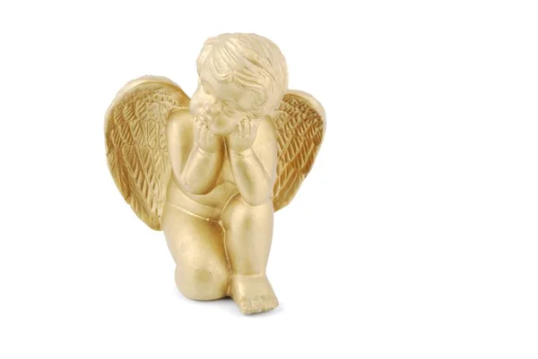 Gyönyörű Golden Angel Elszigetelt Fehér Background — Stock Fotó
