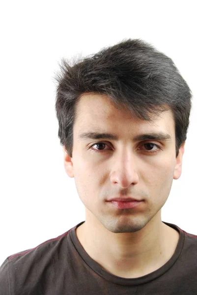Depressive Junge Kaukasische Mann Isoliert Auf Weißem Hintergrund — Stockfoto