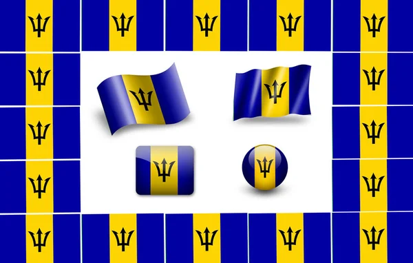 巴巴多斯国旗图标集 — 图库照片