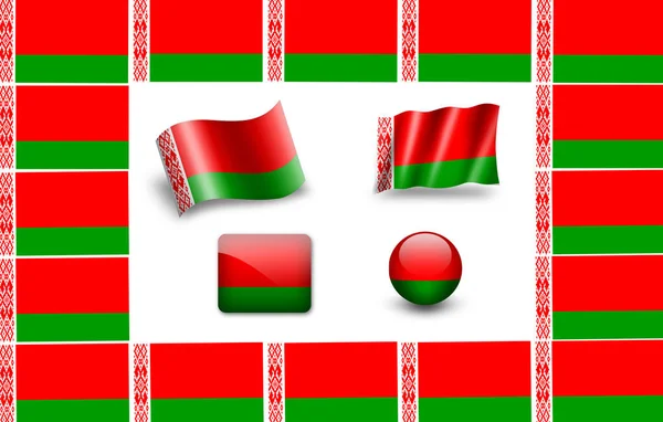 Wit Rusland Nationale Vlag Pictogram Ingesteld — Stockfoto