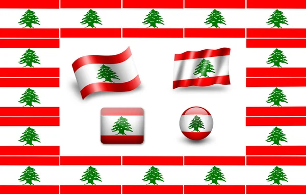 Flaga Libanu Zestawu Ikon Ramka Flagi — Zdjęcie stockowe