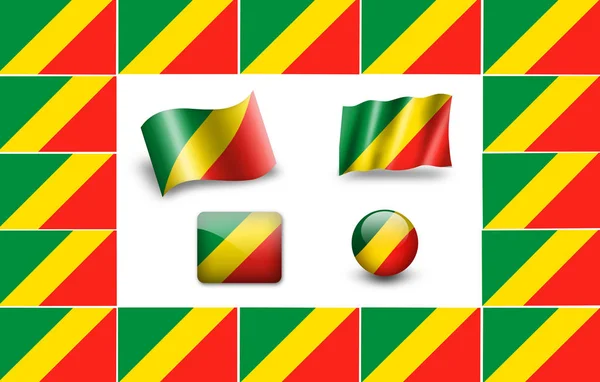 Vlag Van Congo Icon Set Vlaggen Frame — Stockfoto