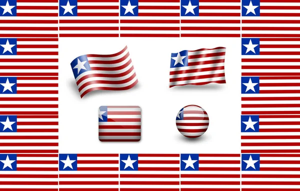 Vlag Van Liberia Icon Set Vlaggen Frame — Stockfoto