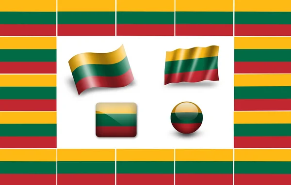 Litvánia Zászlaja Ikonkészlet Zászlók Keret — Stock Fotó