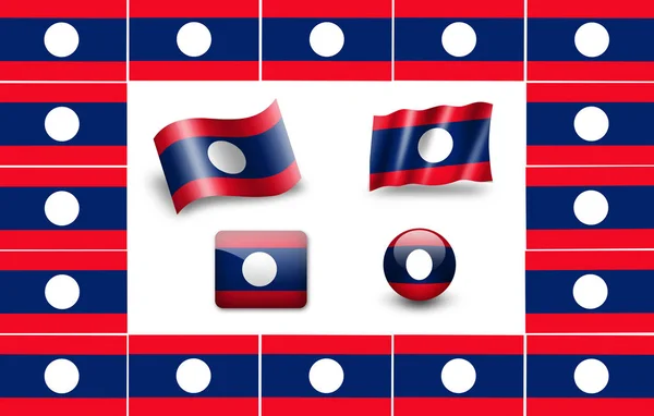 Bandeira Laos Conjunto Ícone Quadro Bandeiras — Fotografia de Stock