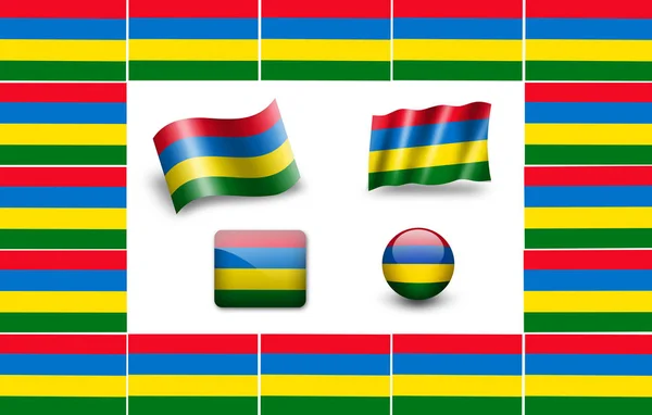 Mauritius Zászlója Ikonkészlet Zászlókeret — Stock Fotó