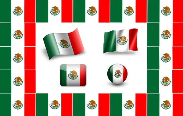 Flag Mexico Icon Set Flags Frame — Stock Photo, Image