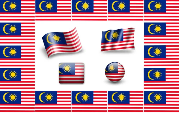 Bandera Malasia Conjunto Iconos Marco Banderas —  Fotos de Stock