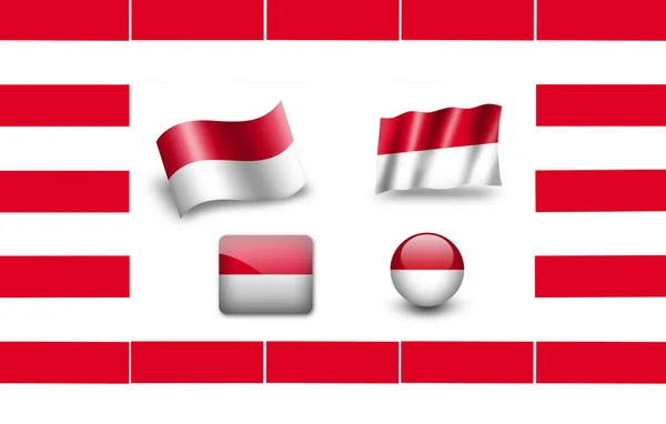 Monaco Zászlaja Ikonkészlet Zászlók Keret — Stock Fotó
