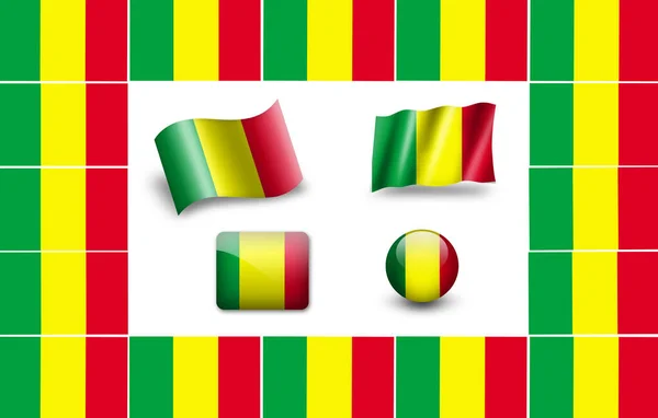 Vlag Van Mali Icon Set Vlaggen Frame — Stockfoto