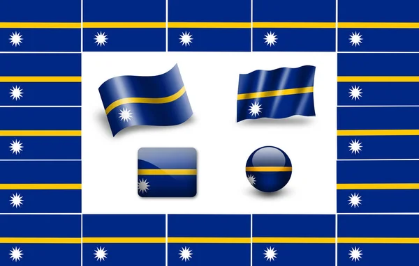 Flaga Nauru Zestawu Ikon Ramka Flagi — Zdjęcie stockowe