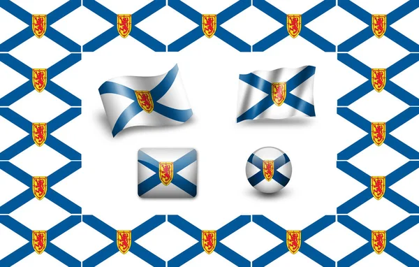Bandera Nueva Escocia Conjunto Iconos Marco Banderas — Foto de Stock
