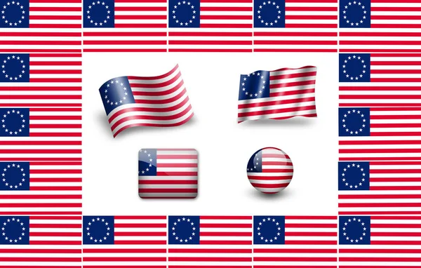 Betsy Ross Conjunto Iconos Bandera —  Fotos de Stock