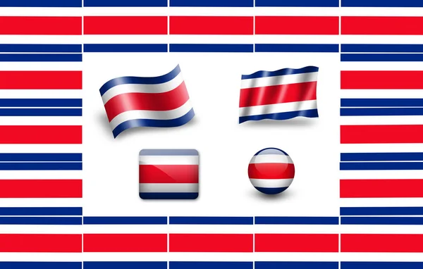 Costa Ricas Flag Ikon Sæt Flagramme - Stock-foto