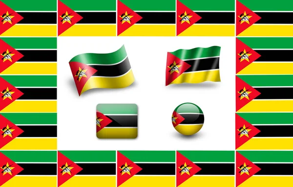 Vlag Van Mozambique Icon Set Vlaggen Frame — Stockfoto