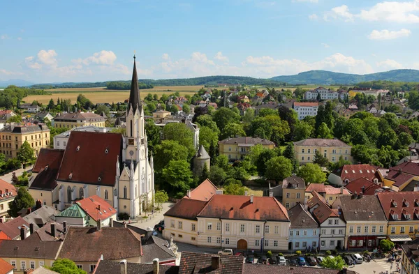 Flygfoto Stan Över Melk Lägre Österrike Från Stift Melk Monastery — Stockfoto