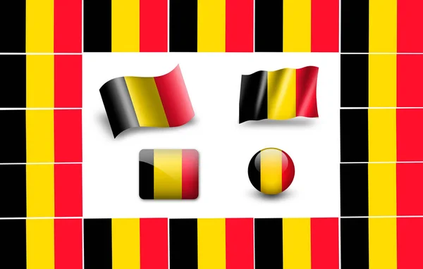 Bandeira Bélgica Conjunto Ícone — Fotografia de Stock