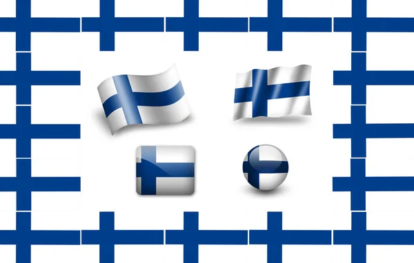 芬兰国旗 图标集 — 图库照片