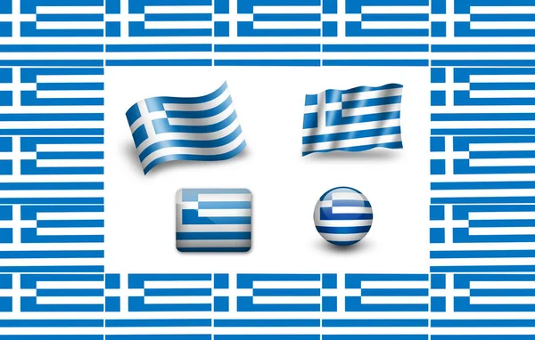 Bandera Grecia Conjunto Iconos —  Fotos de Stock