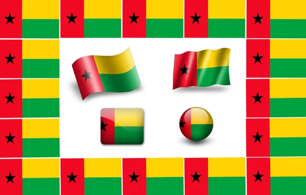 Bandiera Guinea Bissau Set Icone — Foto Stock
