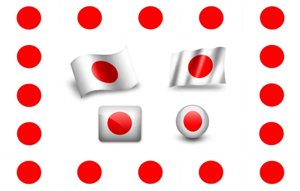 Flag Japan Icon Set — Stock Photo, Image