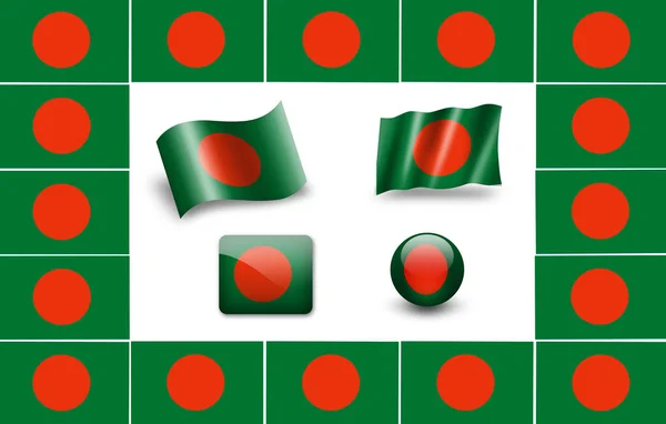 Σημαία Μπαγκλαντές Σύνολο Εικονιδίων — Φωτογραφία Αρχείου