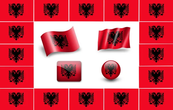 Bandera Albanii Zestaw Ikon — Zdjęcie stockowe