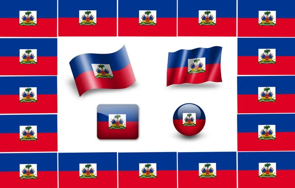 Bandeira Haiti Conjunto Ícone — Fotografia de Stock
