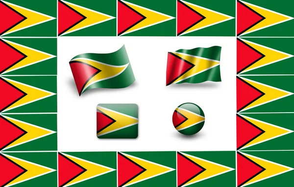 Flagge Von Guyana Symbolsatz — Stockfoto