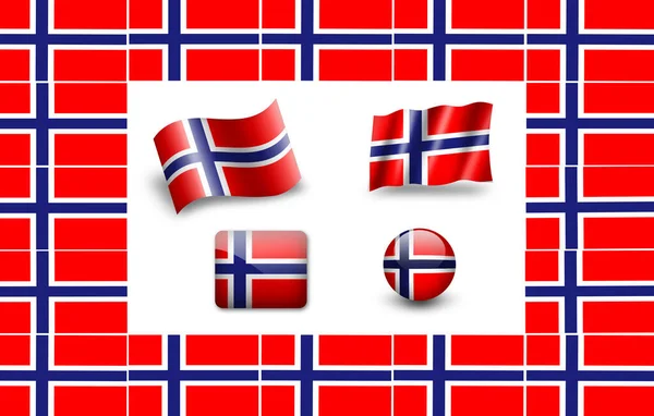 Bandeira Noruega Conjunto Ícone Quadro Bandeiras — Fotografia de Stock