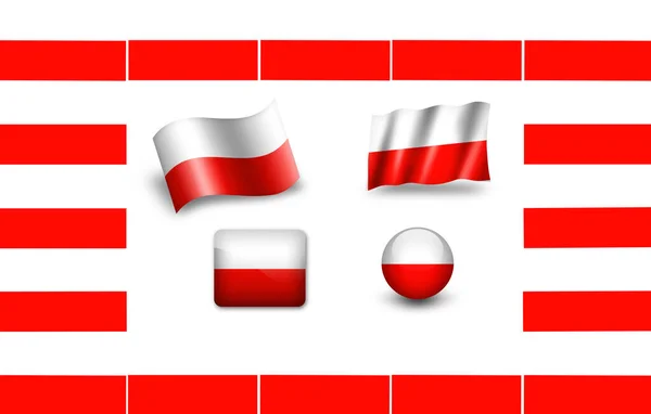 Flaga Polski Zestawu Ikon Ramka Flagi — Zdjęcie stockowe