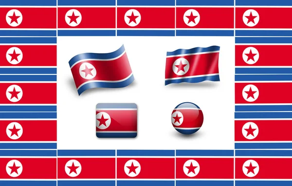Bandeira Coreia Norte Conjunto Ícone Quadro Bandeiras — Fotografia de Stock