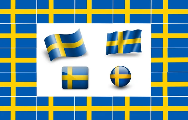 Vlag Van Sweden Icon Set Vlaggen Frame — Stockfoto