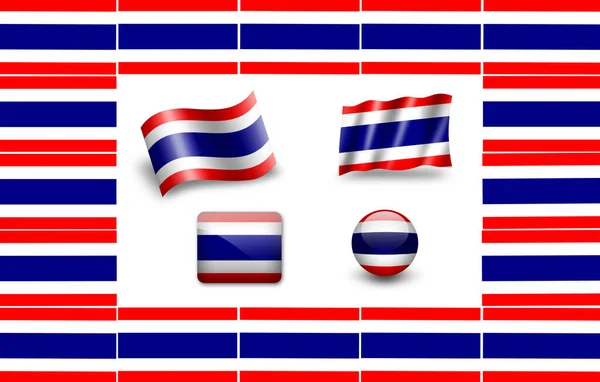 Thailand Flagga Ikon Set — Stockfoto
