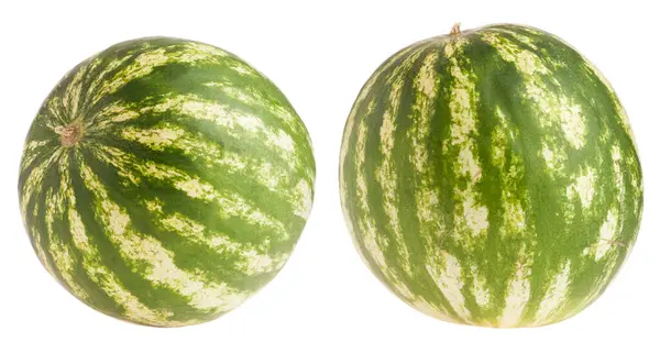 Fruta Melancia Inteira Isolada Sobre Fundo Branco — Fotografia de Stock