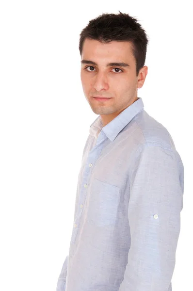 Confident Young Casual Man Posing Profile Picture Isolated White Background — Stock Photo, Image